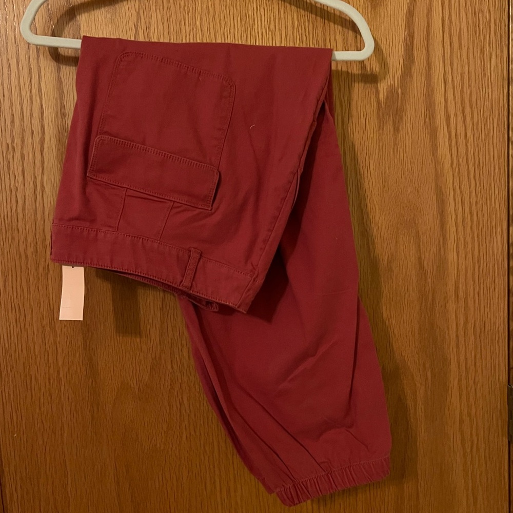 LOFT Red Twill Joggers